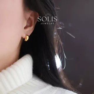 * 𝐒𝐎𝐋𝐈𝐒 *ต่างหูสตั๊ดทรงโดมทรงรี 1 คู่ • กันน้ำ แพ้ง่าย ชุบทอง 18K 316L สแตนเลสไทเทเนียมเหล็ก ต่างหูเรียบง่ายสำหรับผู้หญิงผู้ชาย ER332
