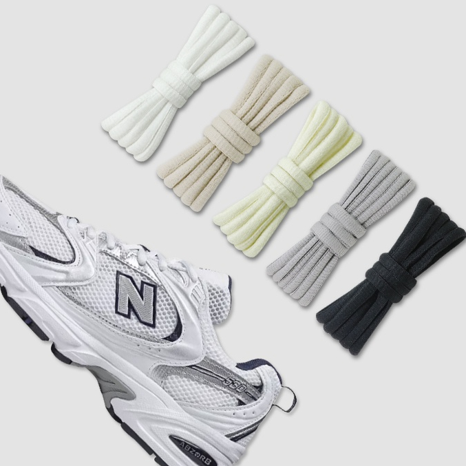 [Saclan] เชือกผูกรองเท้าผ้าใบ ครึ่งวงกลม สีขาว New Balance 530 nb608 452