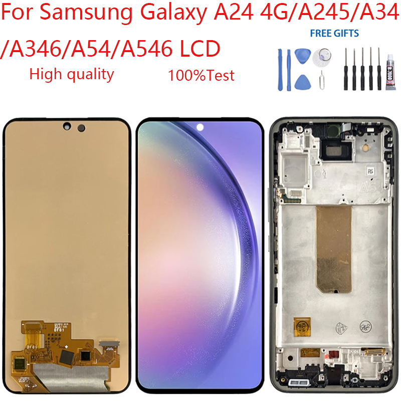อะไหล่หน้าจอสัมผัส LCD แบบเปลี่ยน สําหรับ Samsung Galaxy A24 4G A245 A34 A346 A54 A546