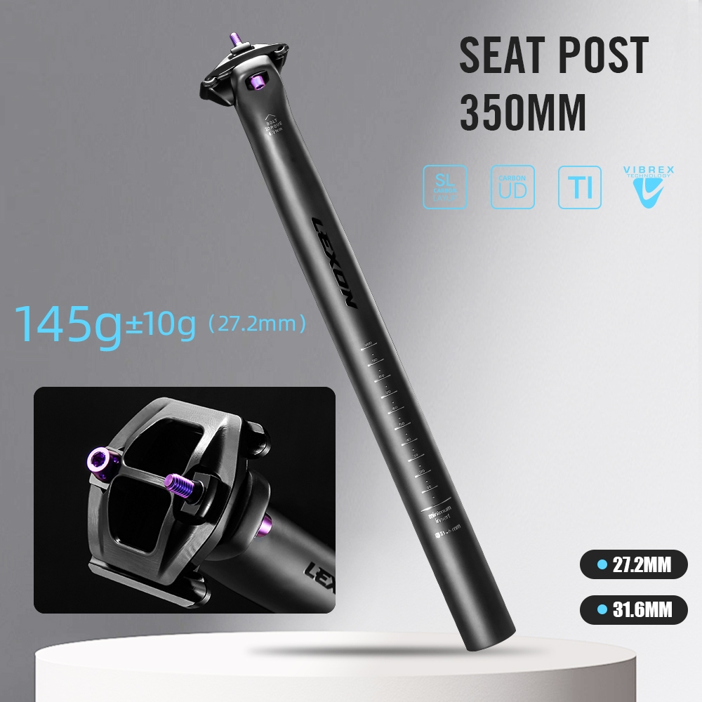 LEXON Ultralight Seatpost คาร์บอน สำหรับจักรยาน ขนาด 27.2 และ 31.6 มม., เหมาะกับ MTB, Gravel, Road, ความยาว 350 มม.
