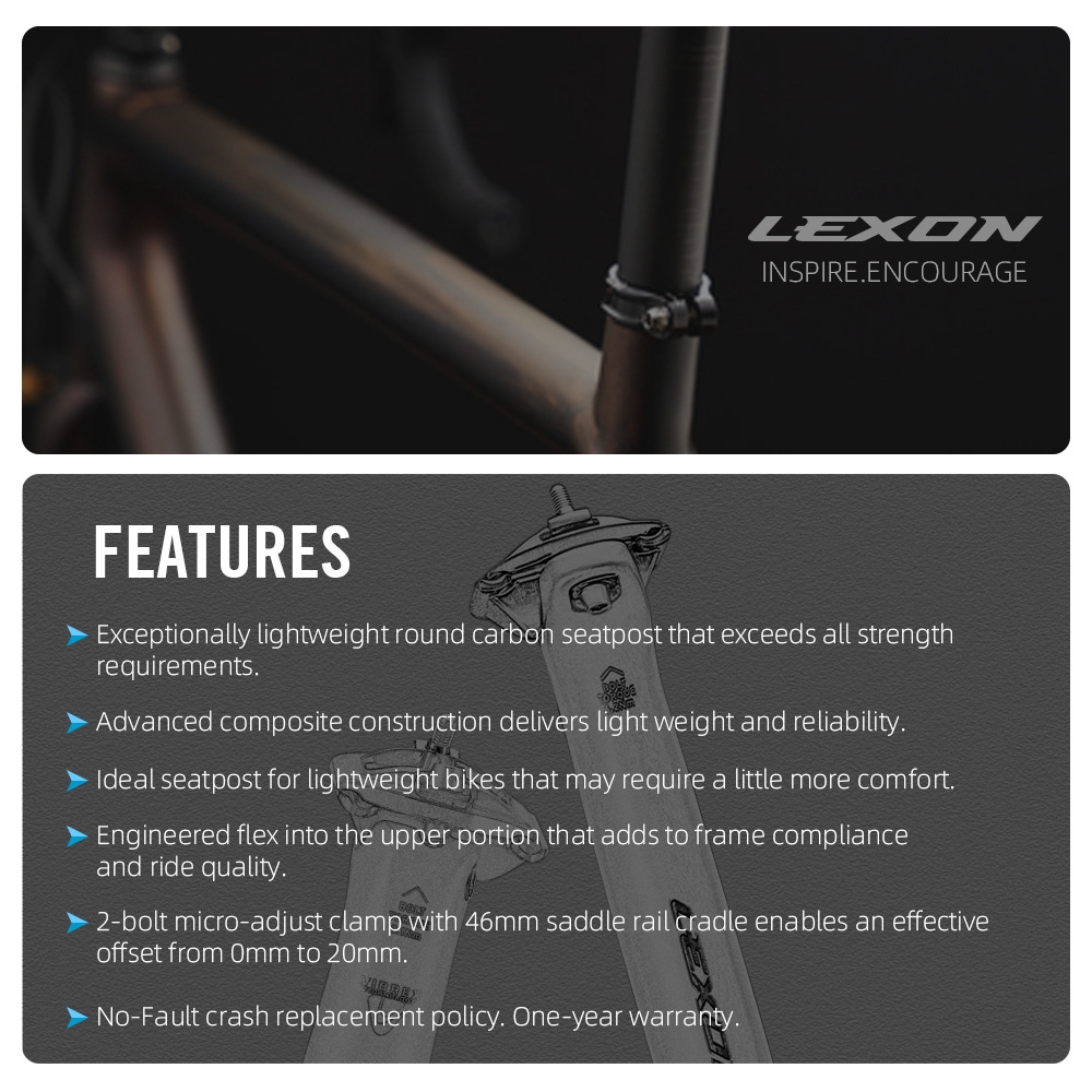สต็อกพร้อม! LEXON Ultralight Carbon Seatpost 145g/155g, 27.2/31.6 มม.เส้นผ่านศูนย์กลาง 350 มม.ความยาวสําหรับ MTB กรวดจักรยานเสือหมอบ, Super น้ําหนักเบาจักรยานที่นั่งโพสต์ ราคา ถูกที่สุด ดีลบีเคเค แกลเลอรีภาพที่ 3