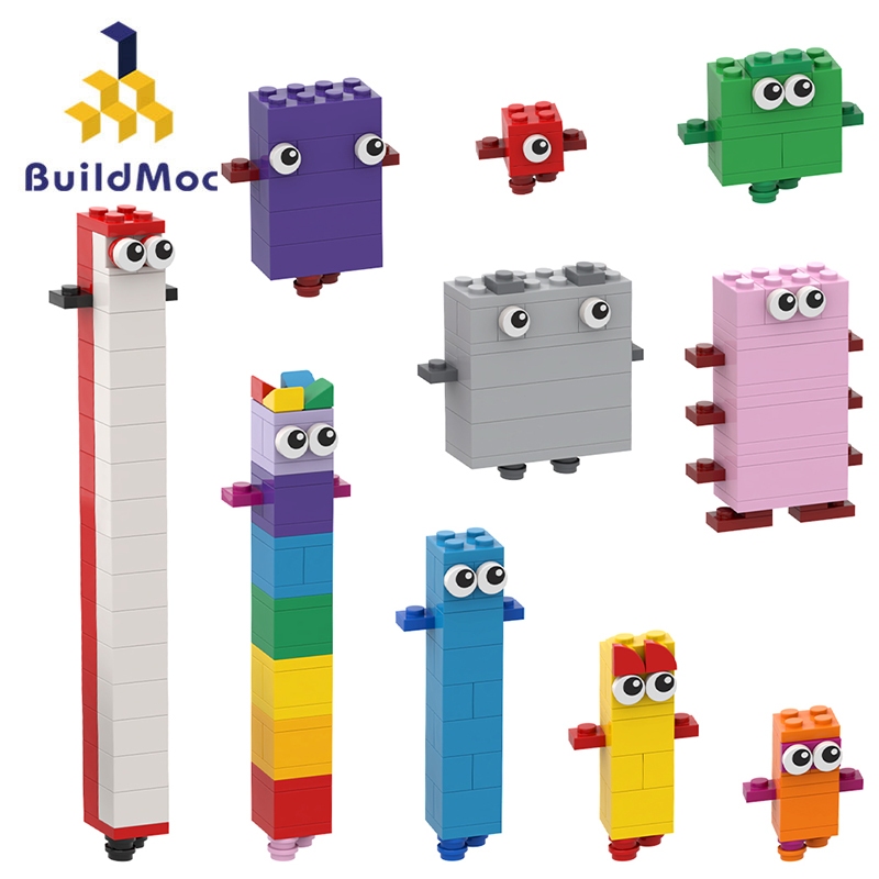 Buildmoc Numberblocks 1-10 รุ่นคณิตศาสตร์ตรัสรู้อาคารบล็อกเด็กของเล่นเพื่อการศึกษาของขวัญสําหรับผู้ใหญ่ 257 ชิ้นอิฐ MOC Building Blocks