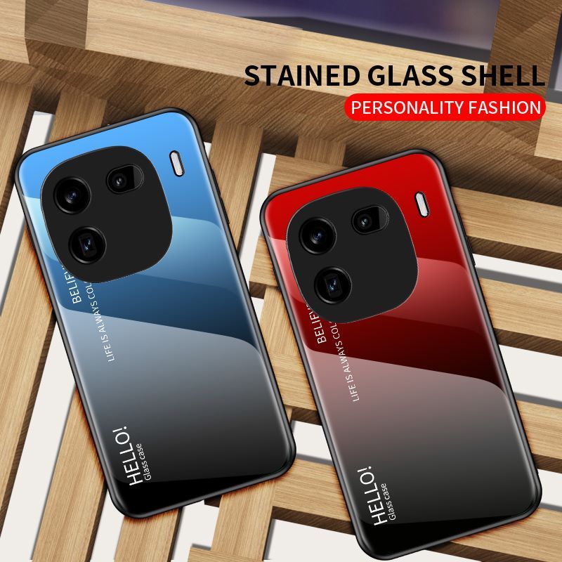 Iqoo 12 5G iQOO12 หรูหรา ไล่ระดับ เคสกระจก กันกระแทก ขอบซิลิโคน ป้องกันกล้อง เคสด้านหลัง