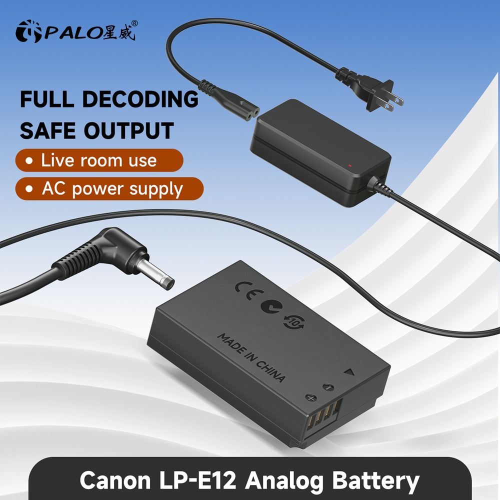 Palo LP-E12 DR-E12 อะแดปเตอร์แบตเตอรี่ดัมมี่ Type-C/AC สําหรับ Canon EOS M/M2 M10 M50 M100 100D Kiss
