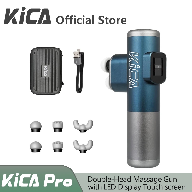 Kica Pro เครื่องนวด ปืนนวดร่างกายอัจฉริยะ แบบสองหัว บรรเทาอาการปวดกล้ามเนื้อ พร้อมหน้าจอสัมผัส เครื่องนวดคอ