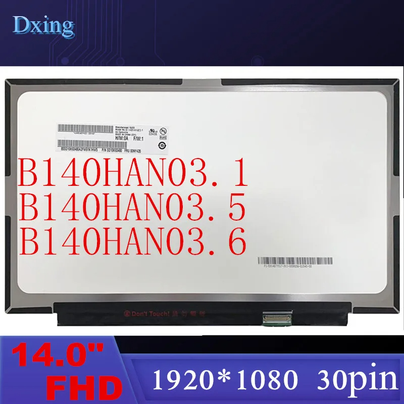 14.0 นิ้วแล็ปท็อปหน้าจอ LCD B140HAN03.1 B140HAN03.5 B140HAN03.6 สําหรับ Lenovo ThinkPad X1 คาร์บอน 5