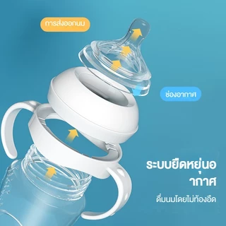 Dr.isla ขวดนม ขวดนมเด็ก ขวดนมคอกว้าง 5oz/8oz /11oz ป้องกันอากาศเข้า กันสำลัก PP15