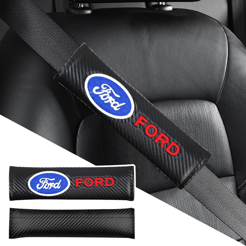 ปลอกหุ้มสายเข็มขัดนิรภัยรถยนต์ คาร์บอนไฟเบอร์ สําหรับ Ford Kuga Fiesta Focus Mondeo Mk1 Mk2 Mk3 St 1 ชิ้น