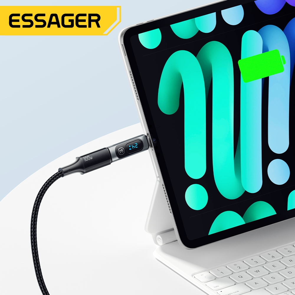 Essager อะแดปเตอร์หน้าจอดิจิทัล Type C เป็น Type C 240W รองรับการส่งข้อมูล