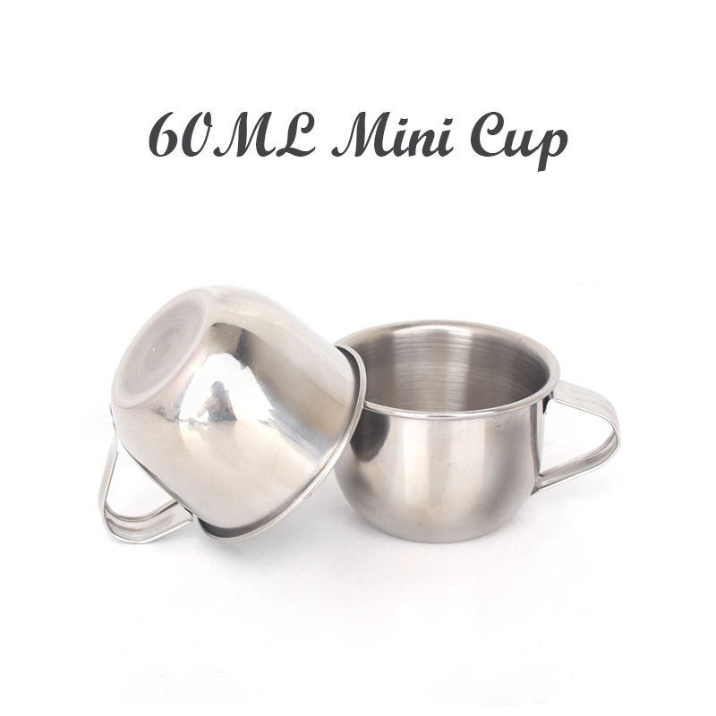 แก้วกาแฟสเตนเลส ขนาดเล็ก 60 มล. แบบพกพา สําหรับตั้งแคมป์ เดินป่า บ้าน ออฟฟิศ
