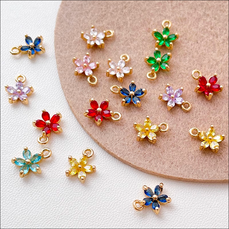 จี้สร้อยคอ สร้อยข้อมือ ต่างหู ชุบทอง 14k ประดับเพทาย แฮนด์เมด diy