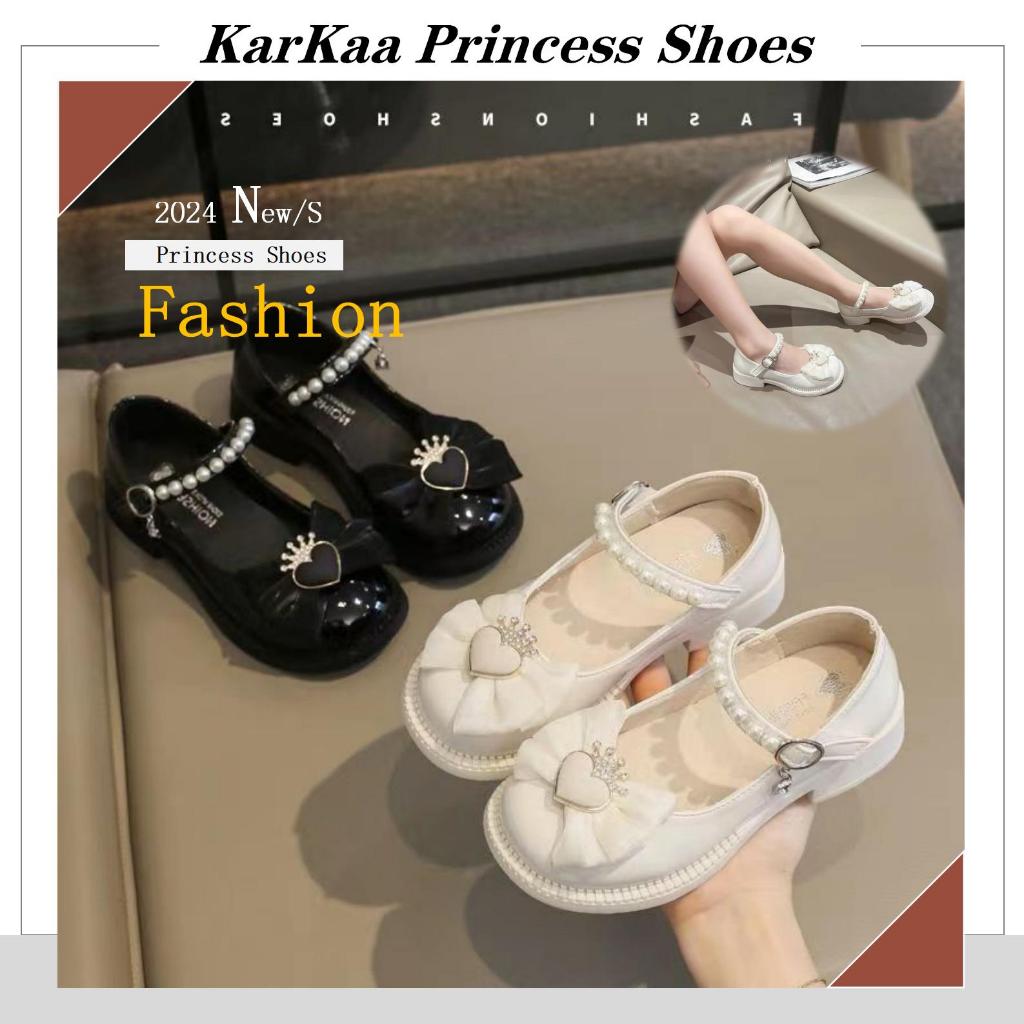 【karkaa】 รองเท้าหนังนิ่ม น้ําหนักเบา แต่งหัวเข็มขัด สีขาว สไตล์เกาหลี แฟชั่นฤดูใบไม้ร่วง สําหรับเด็กผู้หญิง 2024 PZX
