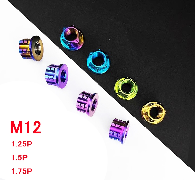 น็อตหน้าแปลนไทเทเนียมอัลลอย M12 1.25 1.5 1.75 มม. Pitch TC4 GR5 for Honda Forza