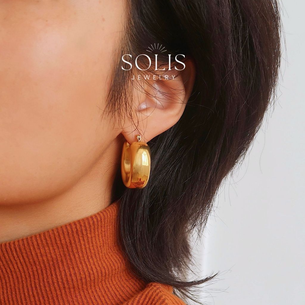 Chunky U-Shaped Statement Bold Hoop ต่างหู • ต่างหูกันน้ํา Non-Tarnish Hypoallergenic สําหรับผู้หญิงผู้ชาย ER368