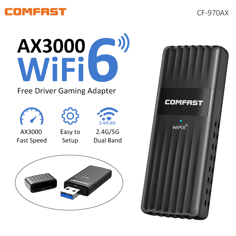 COMFAST ตัวรับสัญญาณ wifi คอมพิวเตอร์  AX3000 Wifi 6 USB ในตัว 2dBi USB3.0 8832CU Dual Band Wifi dongle WPA3 สําหรับ Win10 11 เดสก์ท็อป Pc Wifi เสาอากาศ