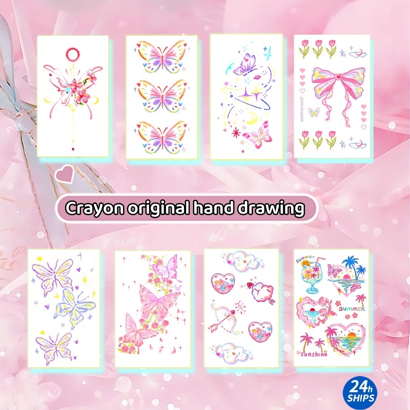 สติกเกอร์รอยสักชั่วคราว ลายน่ารัก เพ้นท์มือ กันน้ํา ติดทนนาน 7 วัน