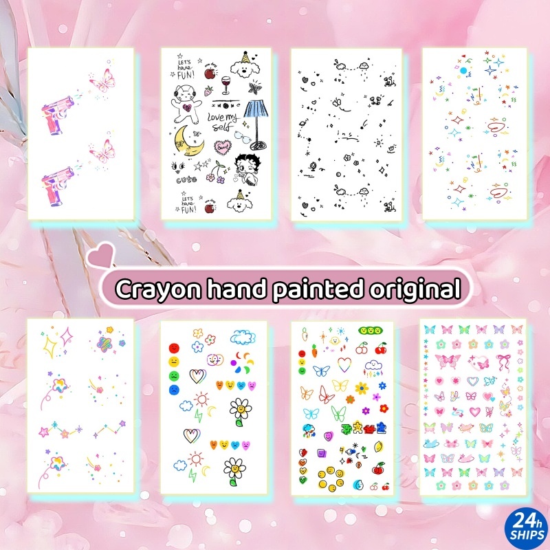 สติกเกอร์รอยสักชั่วคราว ลายดาวน่ารัก กันน้ํา ติดทนนาน 7 วัน