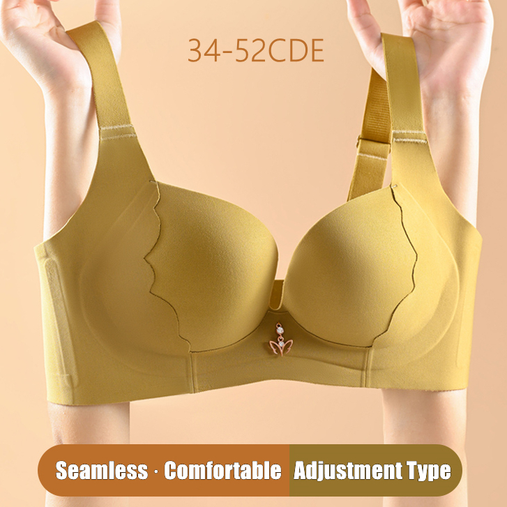 ใหม่ 34-52C/D/E ขนาดใหญ่ High-End ประเภท Bra แฟชั่นผู้หญิงธรรมดาเรียบเซ็กซี่ลึก V Plus ขนาด Bra เต็ม