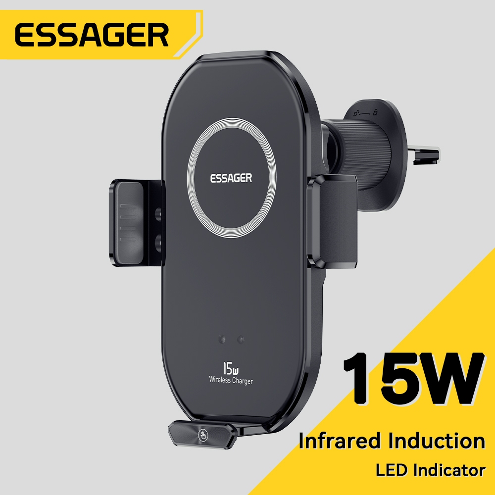 Essager ที่วางโทรศัพท์ในรถยนต์ แบบไร้สาย 15w 360° อะแดปเตอร์ที่ชาร์จไร้สาย หมุนได้ สําหรับโทรศัพท์มือถือ