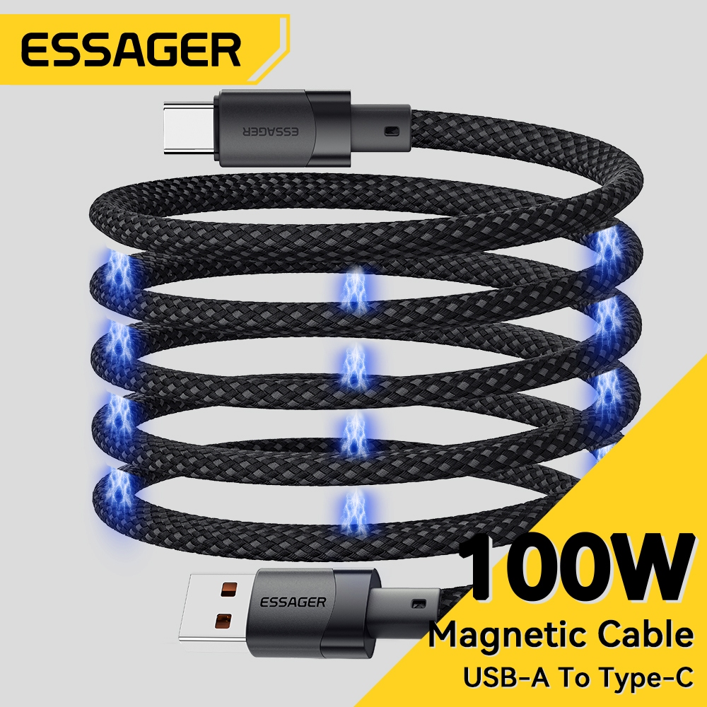 Essager 7A 100W สายเคเบิลข้อมูลแม่เหล็ก Type C สายชาร์จเร็ว สําหรับ Huawei Vivo อะแดปเตอร์จัดเก็บโทรศัพท์มือถือ
