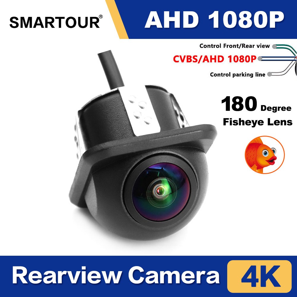 Ahd กล้องมองหลังรถยนต์ 1080P 4K มุมกว้าง 180 องศา กันน้ํา