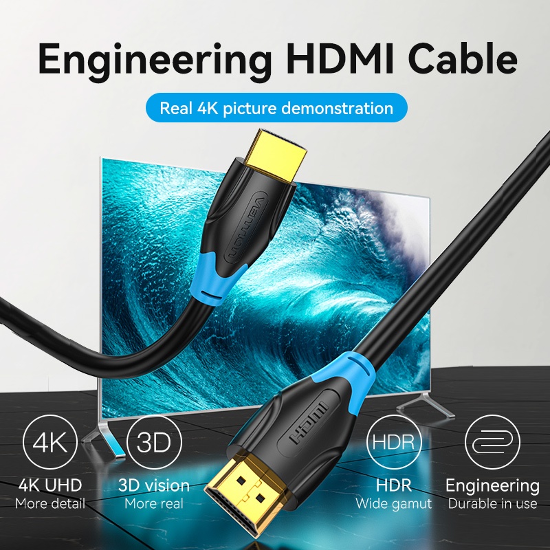 Vention สาย HDMI 4K 60Hz สําหรับจอภาพ / UHD / TV / PC / PS5 / PS4