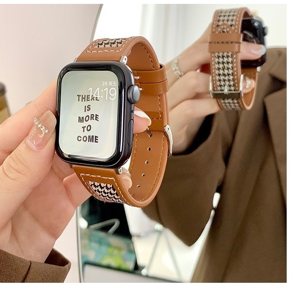 สายนาฬิกาข้อมือหนัง สีน้ําตาล สําหรับ iWatch Series10 9 8 7 6 5 4 3 2 1 SE SE2 49 มม. 41 มม. 45 มม. 38 มม. 40 มม. 44 มม. 42 มม. สาย i watch Strap