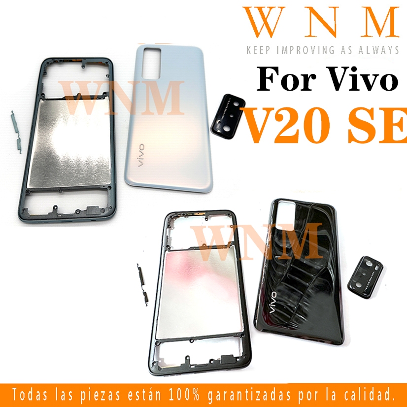 ใหม่สําหรับ Vivo V20 SE / V20SE LCD กรอบด้านหน้า Bezel ฝาหลังแบตเตอรี่ + กรอบกลาง + อะไหล่กรอบกล้องด้านหลังกรณีที่อยู่อาศัยศูนย์แชสซี + ปุ่ม