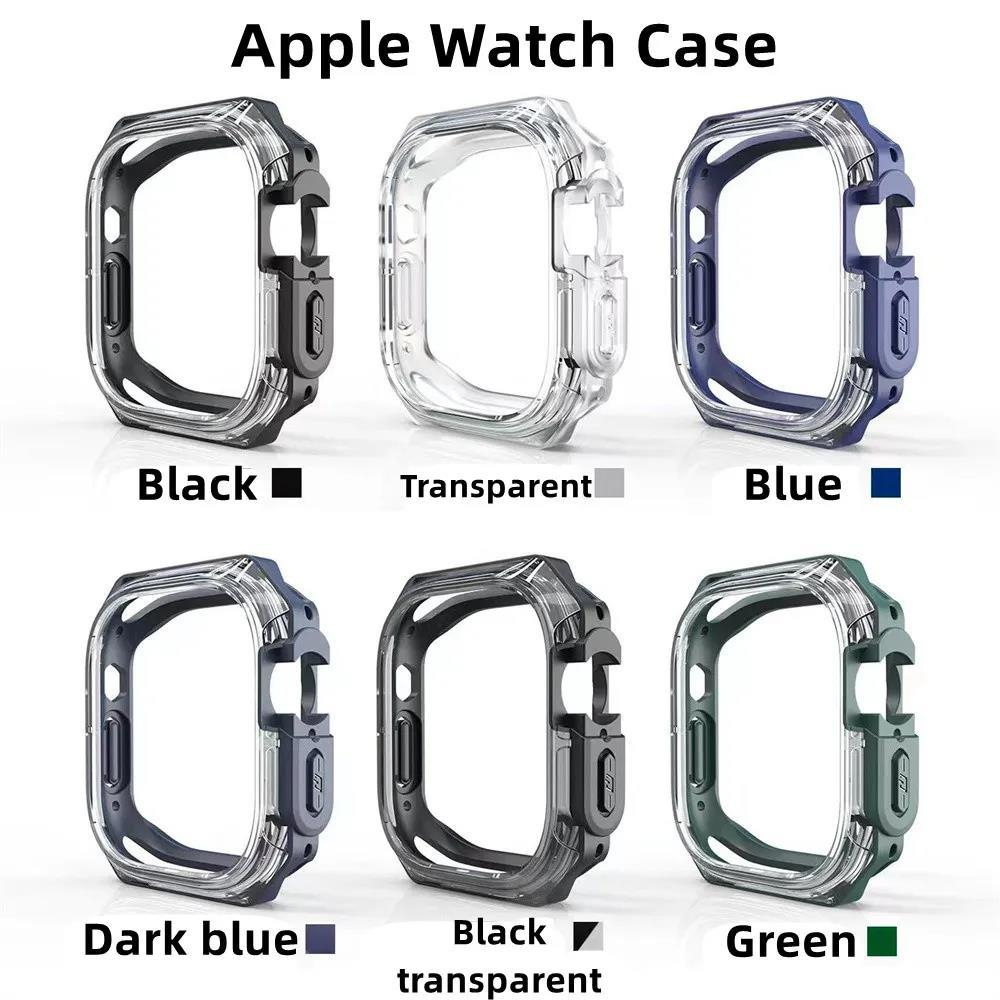 2-in-1 เคสนาฬิกาข้อมือ PC แข็ง แบบใส ป้องกันรอยขีดข่วน สําหรับ Apple Watch S9 8 7 6 5 4 3 2 1 SE2 ULTRA 49 มม. 45 44 41 40
