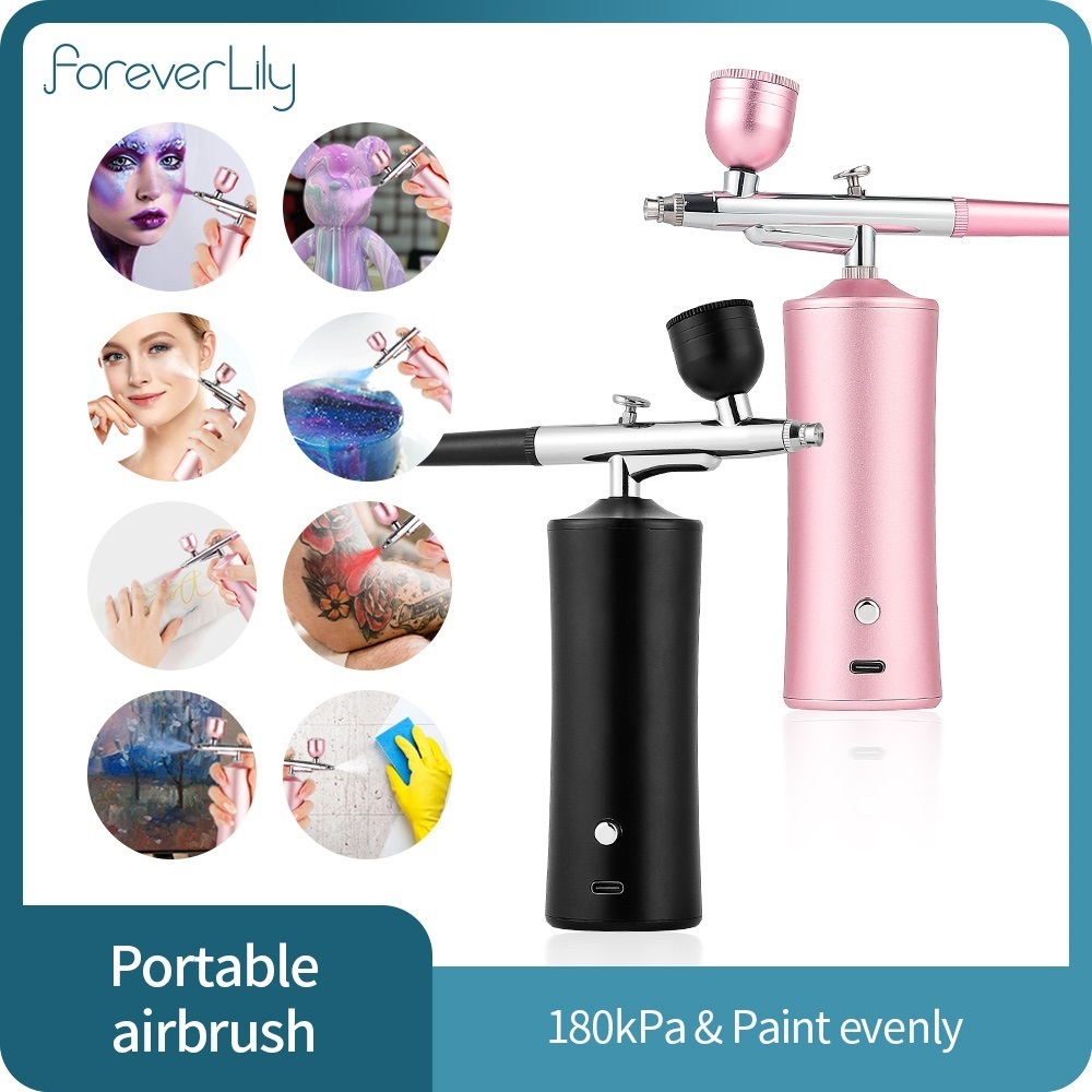Foreverlily 180kPa แอร์บรัช แบบพกพา อเนกประสงค์ สําหรับตกแต่งเล็บ ให้ความชุ่มชื้น แต่งหน้า เค้ก งานฝีมือ และอื่นๆ