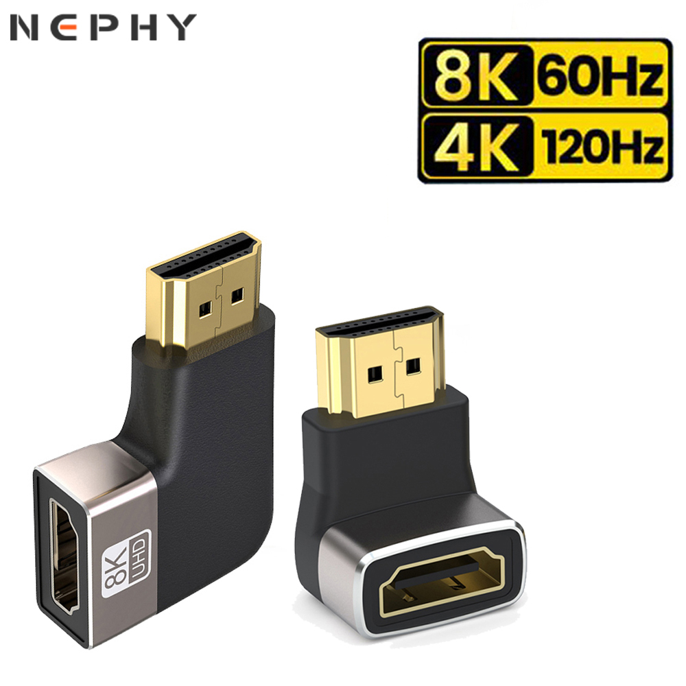 อะแดปเตอร์สายเคเบิลเชื่อมต่อ HDMI 2.1 มุมขวา 90 องศา 270 องศา 8K 60Hz 4K 120Hz สําหรับแล็ปท็อป PS4 PS5 Xiaomi mi TV