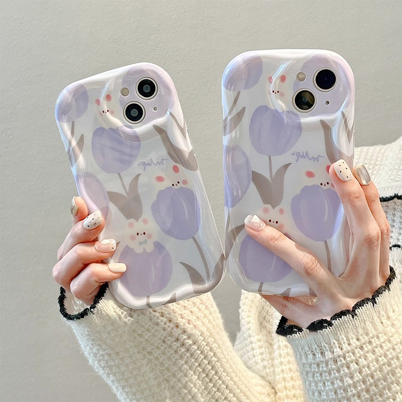 เคสโทรศัพท์มือถือ ซิลิโคน ลายกระต่าย ดอกทิวลิป สีม่วง สําหรับ VIVO 1818 1819 1907 1915 1920 1723 1727 1726 1814 1815 1929 1816 1817 1820 1811 1807 1904 1940 1902 1901 1938