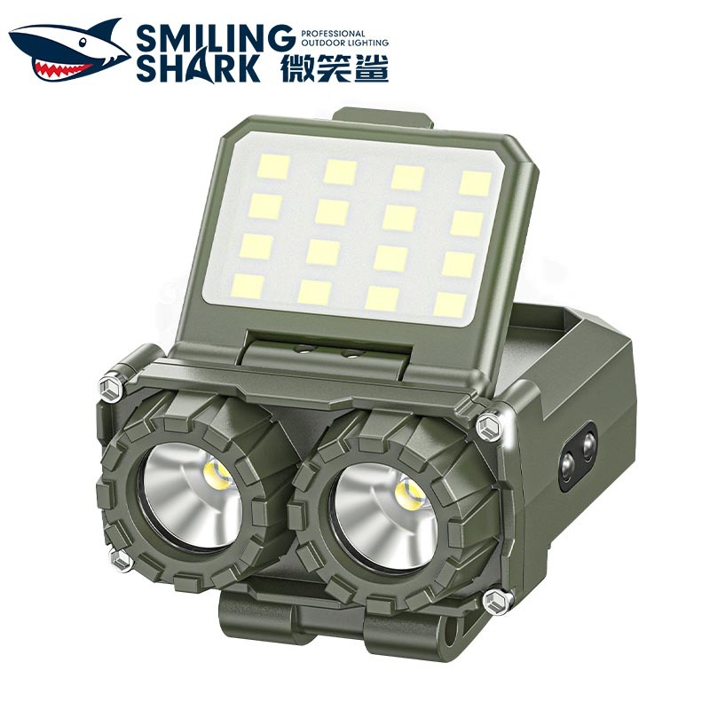 Smilingshark TD0153 ไฟฉายคาดหัว ไฟหน้า led ไฟหน้าแบบเซ็นเซอร์ ไฟฉายคาดศีรษะขนาดเล็กพร้อมคลิปหนีบ Type-C ไฟฉายคาดหัวสีขาว/แดงแบบชาร์จไฟได้ 5 โหมดกันน้ำสำหรับตั้งแคมป์ตกปลาปีนเขาวิ่งกลางคืน