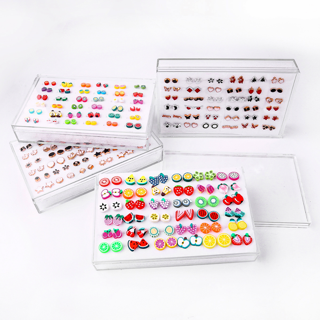 36 คู่ สุ่ม คละแบบ ต่างหูแฟชั่นเกาหลี ต่างหูพลาสติก คละแบบ(สไตล์ สุ่ม)