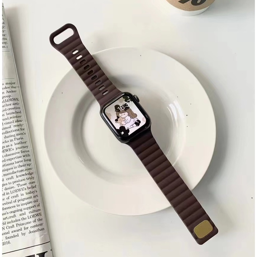 สายนาฬิกาข้อมือหนัง สีน้ําตาล สําหรับ iWatch Series10 9 8 7 6 5 4 3 2 1 SE SE2 49 มม. 41 มม. 45 มม. 38 มม. 40 มม. 44 มม. 42 มม. สาย i watch Strap