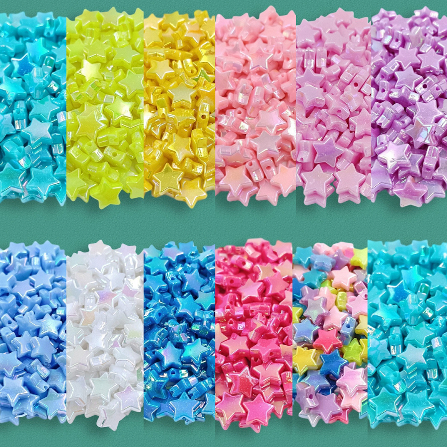 50 ชิ้น 11 มิลลิเมตร AB สี Star ลูกปัดอะคริลิค DIY สําหรับสร้อยคอสร้อยข้อมือจี้เครื่องประดับ