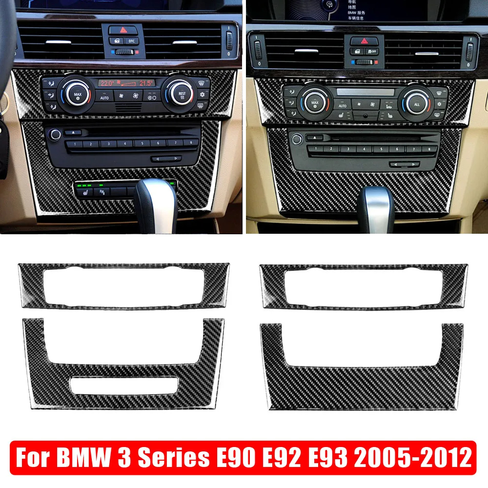 สติกเกอร์คาร์บอนไฟเบอร์ สําหรับตกแต่งแผงเครื่องปรับอากาศรถยนต์ BMW 3 Series E90 E92 E93 2005-2012