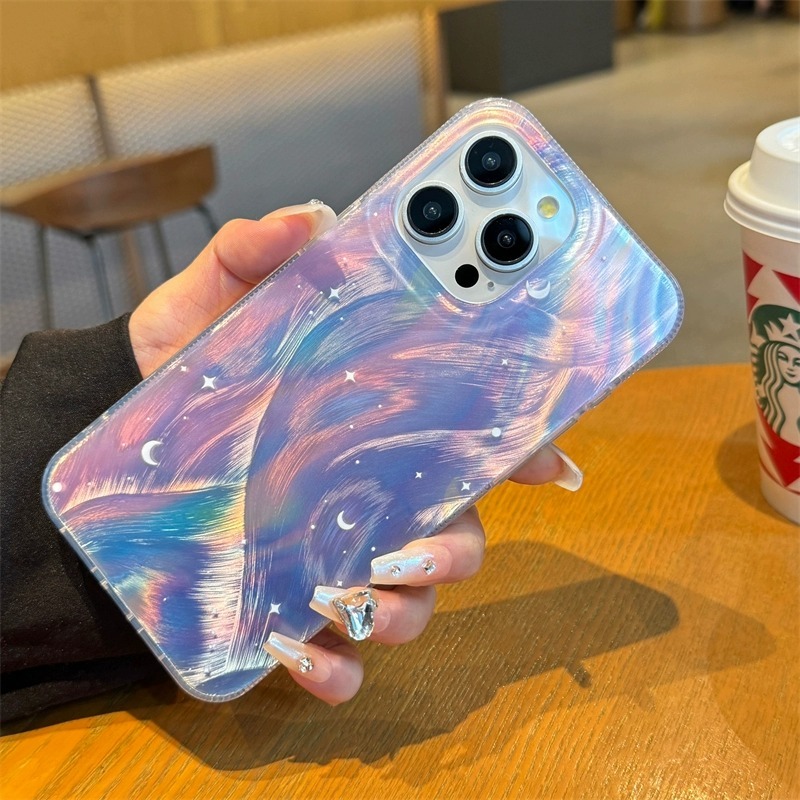 เคสโทรศัพท์มือถือ กันกระแทก ลายท้องฟ้ากลางคืน ไล่โทนสีเลเซอร์ หรูหรา สําหรับ Apple Iphone 12 13 15promax 11 14