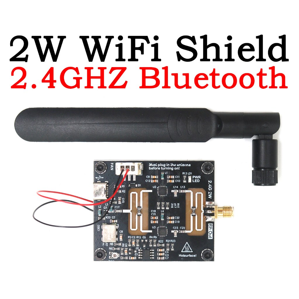 2.4Ghz wifi Jammer โมดูล 2W RF เครื่องขยายเสียงความถี่ควบคุม shield + เสาอากาศ WIFI บล็อกป้องกัน 2.4