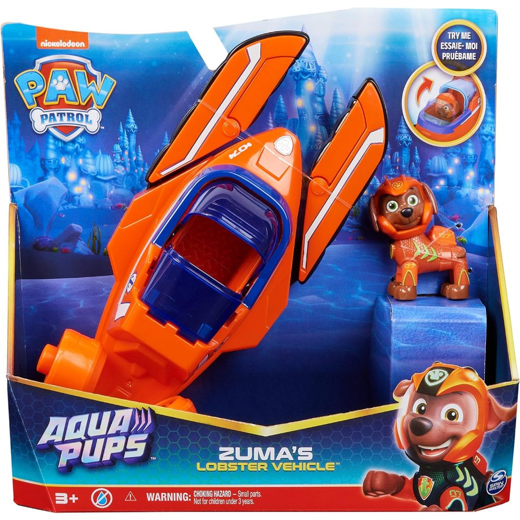 Paw Patrol Aqua Pups Zuma Transforming Lobster Vehicle พร้อมแอ็คชั่นฟิกเกอร์สะสม