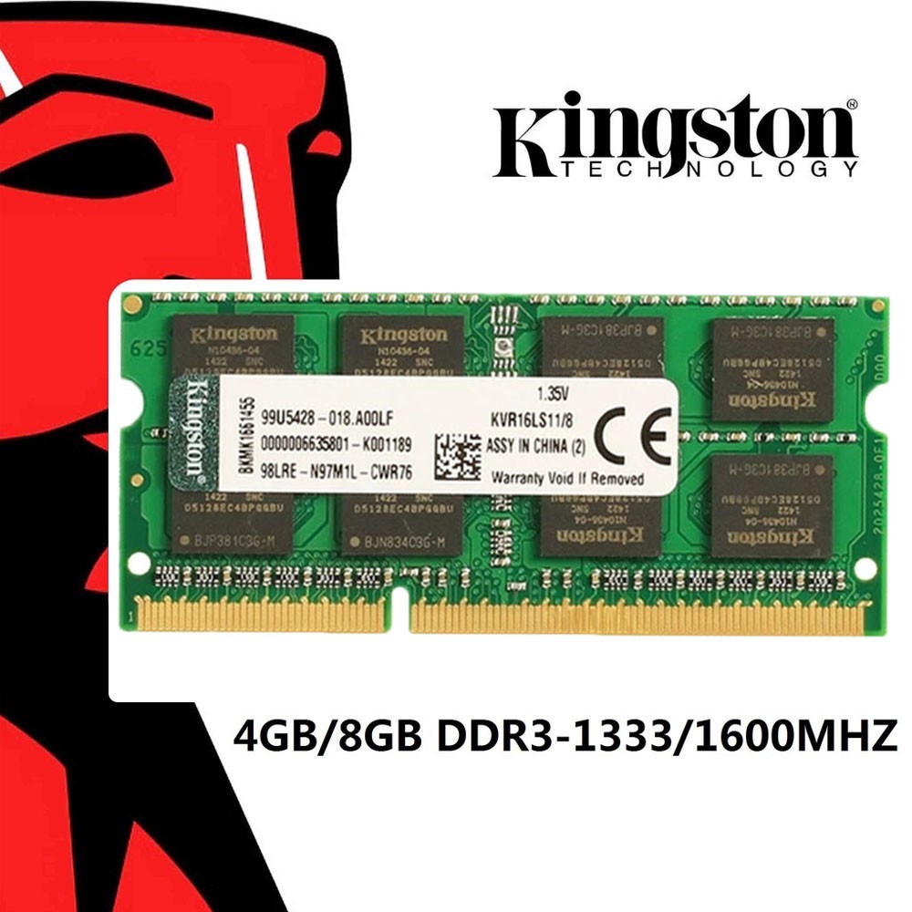 Kingston ของแท้ หน่วยความจําโน้ตบุ๊ก DDR3 SO-DIMM-Ram-4gb-Ddr3L-8gb-1600mhz-1066mhz 204pins -1.35v-1.5v PC12800-1333mhz-Pc10600-Laptop-Ram-Memory-notebook