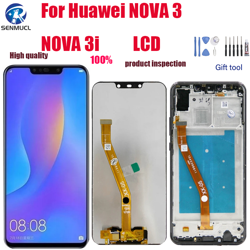 อะไหล่หน้าจอสัมผัสดิจิทัล LCD แบบเปลี่ยน สําหรับ Huawei Nova 3 Huawei Nova 3i PAR-AL00 PAR-LX1M PAR-LX1 PAR-LX9 PAR-TL20 PAR-TL00