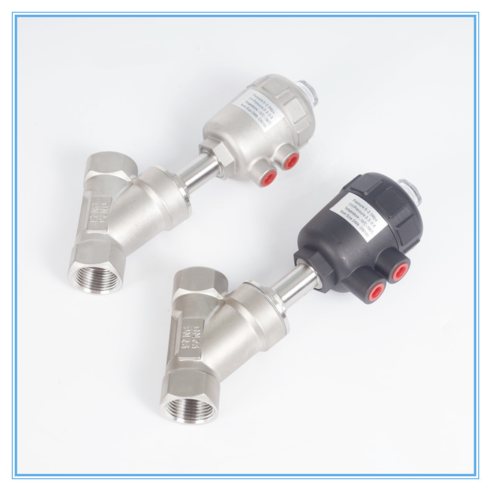 304 สแตนเลส วาล์วที่นั่งมุมนิวเมติก Y-type วาล์วปิดไอน้ำทนอุณหภูมิสูง DN15 DN20 DN25 DN32 DN40 DN50 ปกติปิดครับ
