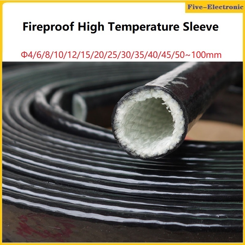 Diameter 4mm~30mm Black Fireproof High Temperature Casing  Silicone Rubber Fiberglass Sleeve For Cable Insulation Protection Black ปลอกยางซิลิโคนไฟเบอร์กลาส ทนความร้อนสูง สีดํา เส้นผ่าศูนย์กลาง – โปรปัง