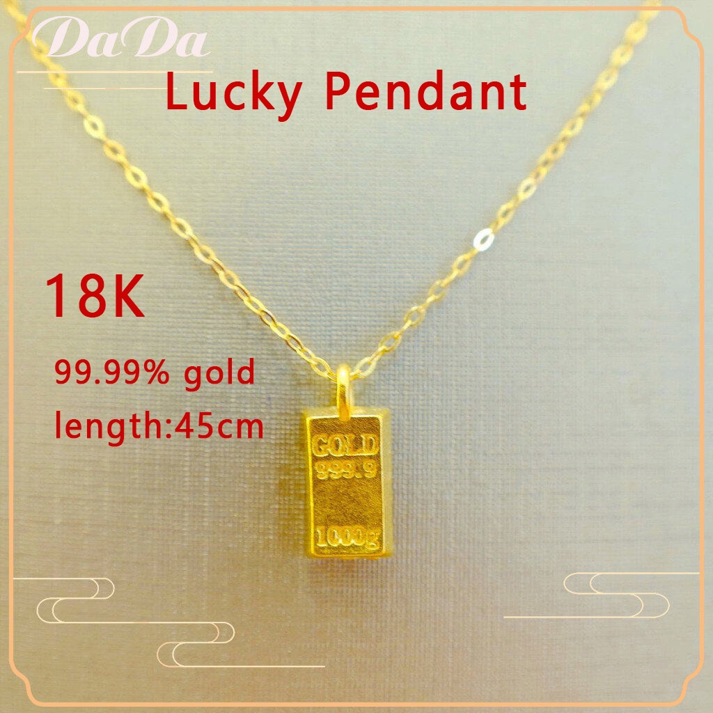 สร้อยคอทองคําแท้ 18K Saudi สําหรับผู้หญิง จี้ทองคําแท่ง 99.99% หนัก 0.1 กรัม จี้นําโชค เป็นทางเลือกที่เหมาะสําหรับเป็นของขวัญสําหรับครอบครัว