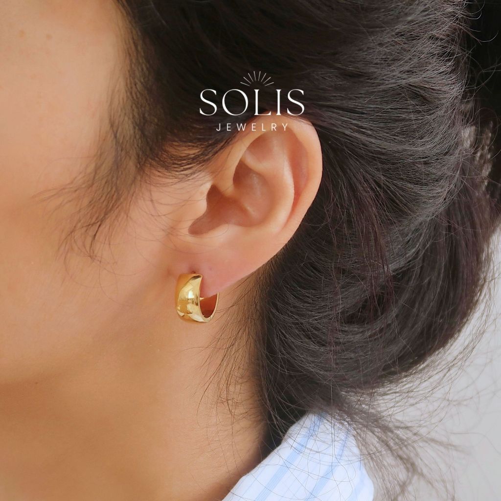 * 𝐒𝐎𝐋𝐈𝐒 *คำชี้แจงประจำวันแบบก้อนพื้นฐาน ต่างหูแบบห่วง สีเงิน ทองชุบ 18K • สแตนเลส 316L สแตนเลส กันน้ำ ไม่ทำให้เสื่อมเสีย ต่างหูไฮโปอัลเลอร์เจนิก สำหรับผู้หญิงผู้ชาย ER369