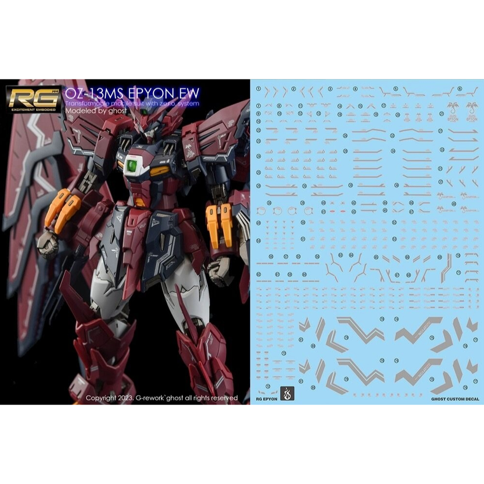 YAN GHOST RG 1/144 OZ-13MS Epyon Water Slide Decal Fluo ประเภท YANGRG011