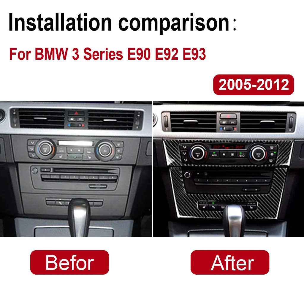 สติกเกอร์คาร์บอนไฟเบอร์ สําหรับตกแต่งคอนโซลเครื่องปรับอากาศรถยนต์ BMW 3 Series E90 E92 E93 2005-2012
