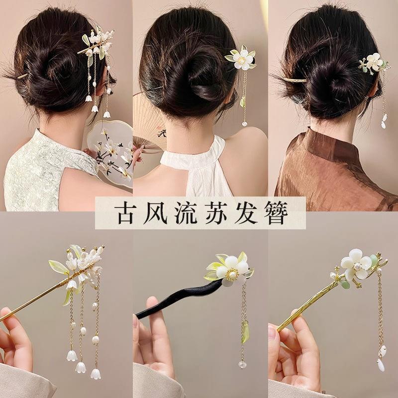 กิ๊บติดผม รูปพัด สไตล์จีนโบราณ คุณภาพสูง เครื่องประดับ สําหรับผู้หญิง