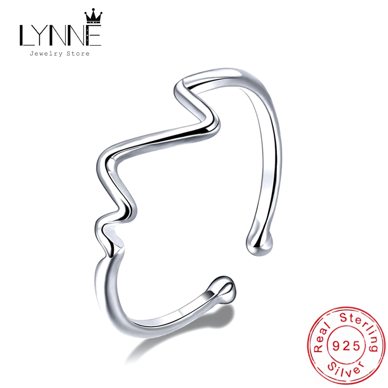 Lynne แหวนเงินแท้ 925 ประดับเพทาย รูปใบไม้ ปรับขนาดได้ เครื่องประดับแฟชั่น สําหรับผู้หญิง